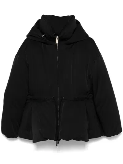 Alexander Mcqueen Peplum Puffer Jacket In Black