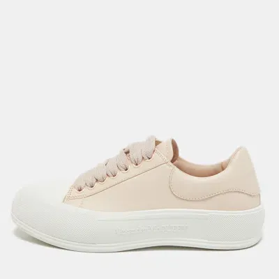 Pre-owned Alexander Mcqueen Pink Leather Deck Plimsoll Sneakers Size 40