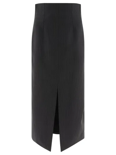 Alexander Mcqueen Pinstriped Pencil Skirt Skirts In Gray