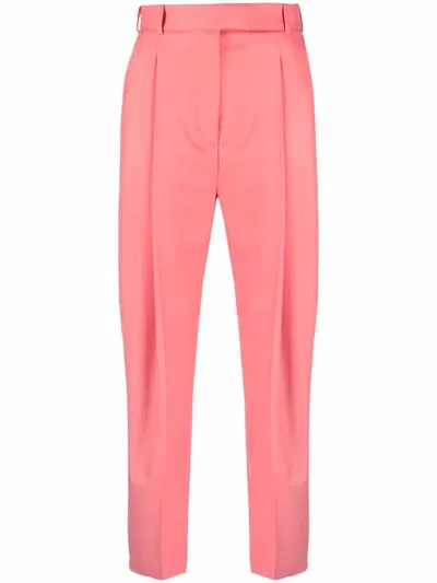 Alexander Mcqueen Pleat Detail Tapered Trousers In Pink