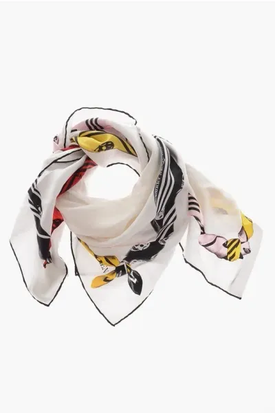 Alexander Mcqueen Printed Silk Foulard In White