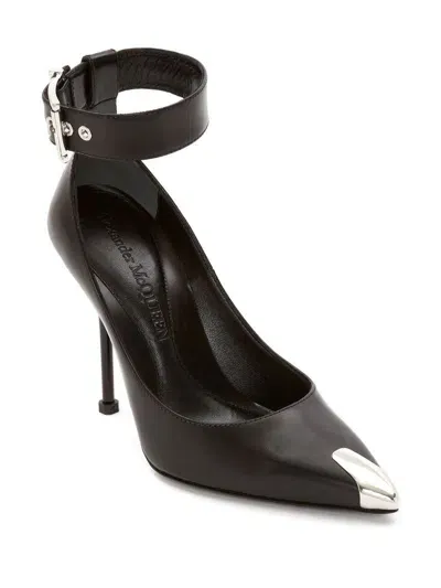 Alexander Mcqueen Punk Leather Pumps In Black