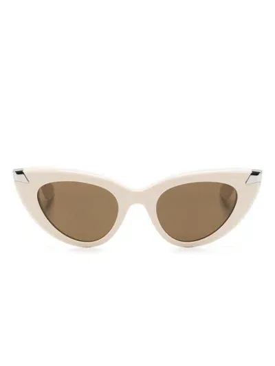 Alexander Mcqueen Punk Rivet Cat-eye Sunglasses In Neutrals