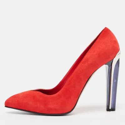 Pre-owned Alexander Mcqueen Red Suede Pointed Toe Pumps Size 39