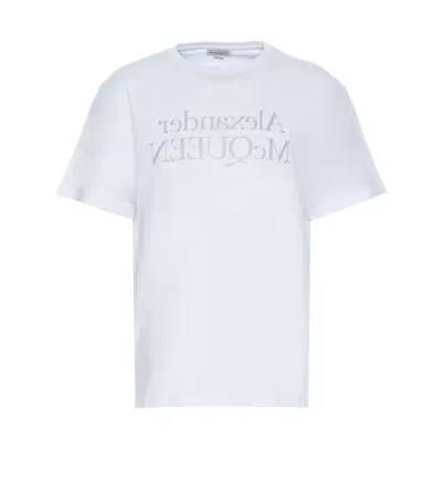 Alexander Mcqueen Reflected Logo T-shirt In White