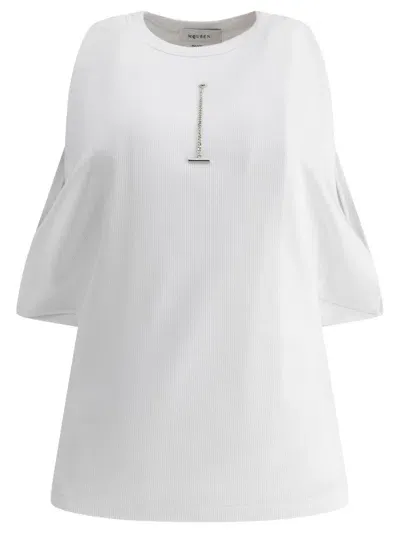 Alexander Mcqueen Ribbed Top In White