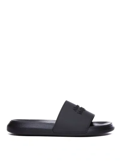 Alexander Mcqueen Rubber Sliders In Black