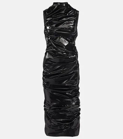 Alexander Mcqueen Ruched Midi Dress In Black