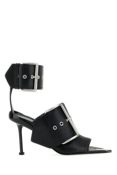 Alexander Mcqueen Sandals In Blackblacksilver