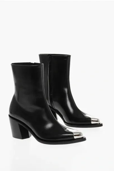 Alexander Mcqueen Leather Boots In Black