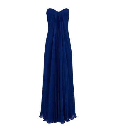 Alexander Mcqueen Silk Bustier Dress In Blue