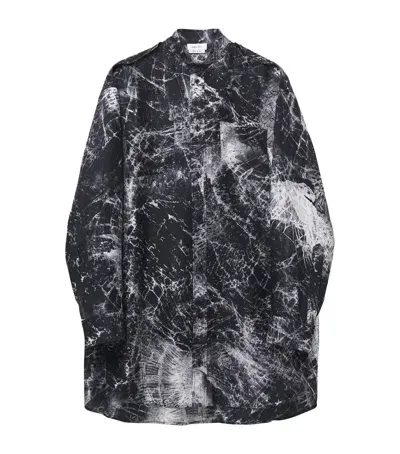 Alexander Mcqueen Silk Printed Shirt Dress In Black