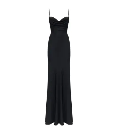 Alexander Mcqueen Silk Sweetheart-neckline Dress In Black