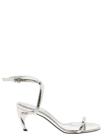 Alexander Mcqueen Armadillo 90mm Metallic Sandals In Silver