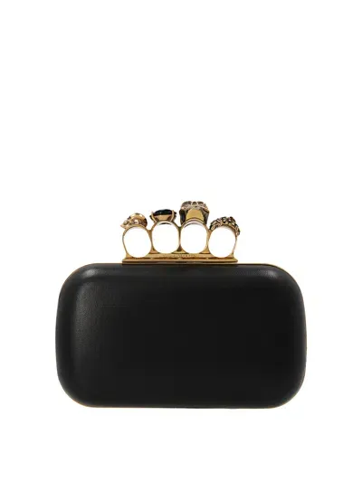 Alexander Mcqueen Skull And Ring Clutch In Black