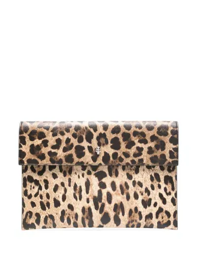 Alexander Mcqueen Brown Leopard Envelope Clutch