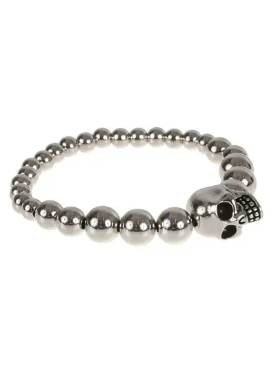 Alexander Mcqueen Skull Ball Bracelet In Silver