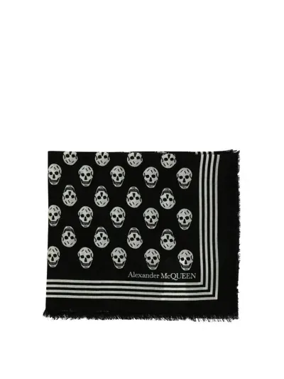 Alexander Mcqueen Skull Biker Scarves Black