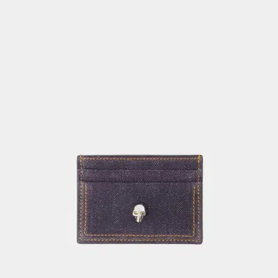 Alexander Mcqueen Skull Card Holder In Blue