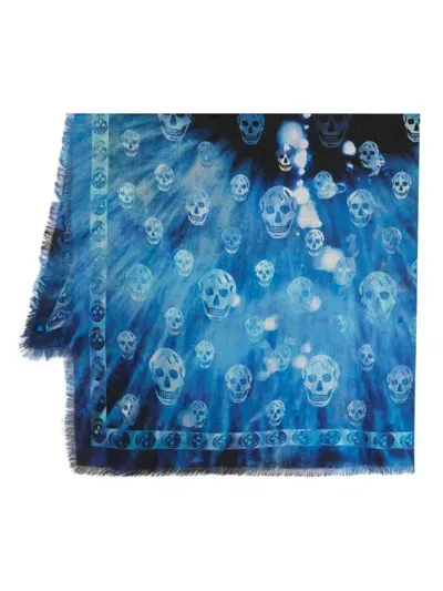 Alexander Mcqueen Skull-print Wool Scarf In Black