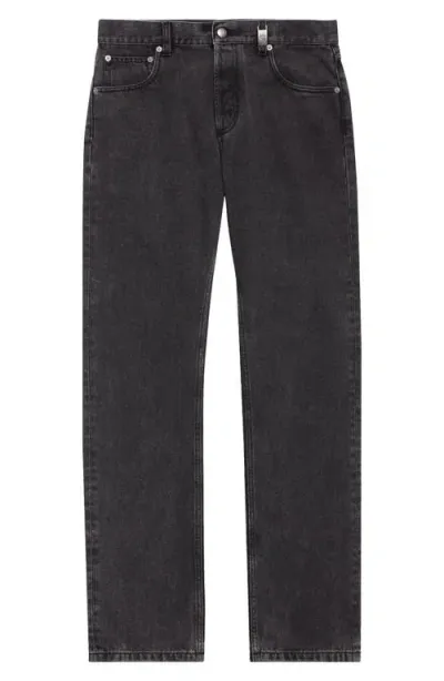 Alexander Mcqueen Skull Stonewash Straight Leg Jeans In Black Washed