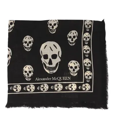 Alexander Mcqueen Skulla Scarf In Black/ivory