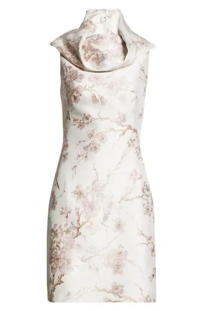 Alexander Mcqueen Sleeveless Cherry Blossom Brocade Minidress In Ice Pink