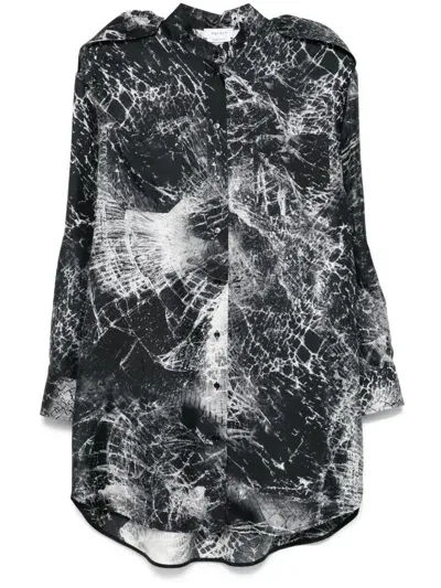 Alexander Mcqueen Smashed Screen Print Shirt Dress In Black