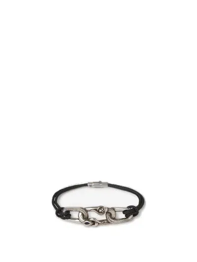 Alexander Mcqueen Snake Skull Cord Bracelet In Black