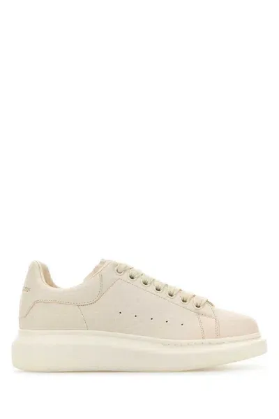 Alexander Mcqueen White Leather Sneakers With White Leather Heel