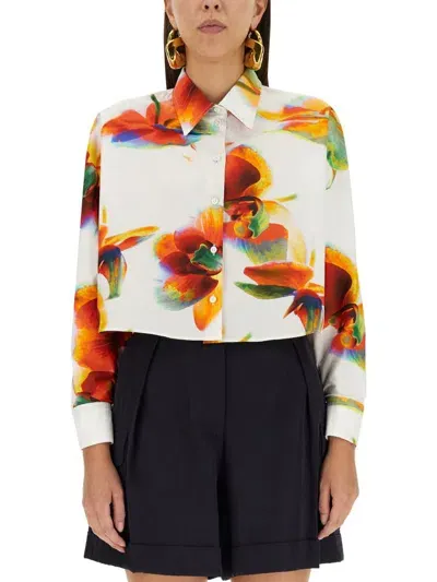 Alexander Mcqueen Solarised Orchid Print Shirt In Multicolor