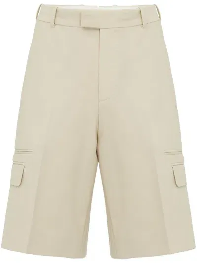 Alexander Mcqueen Mid Cotton Shorts In Stone