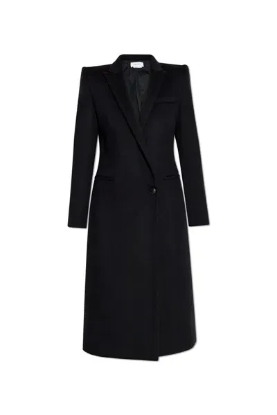 Alexander Mcqueen Stacked Shoulder Tailored Coat In Black