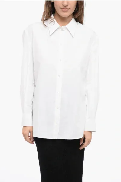 Alexander Mcqueen Standard Collar Popeline Cotton Shirt In White