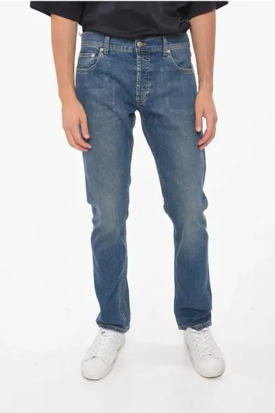 Alexander Mcqueen Straight-leg Jeans With Logo Embroidery