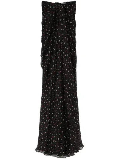 Alexander Mcqueen Strapless Silk Dress In Black