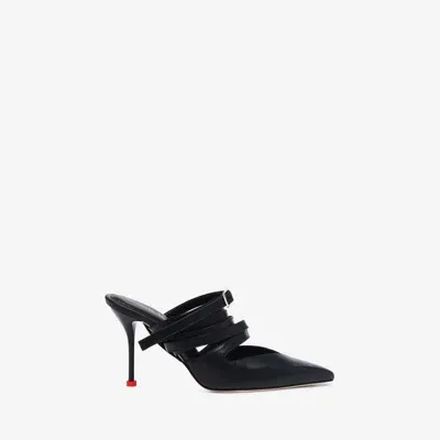 Alexander Mcqueen Strappy Mule In Black/lust Red