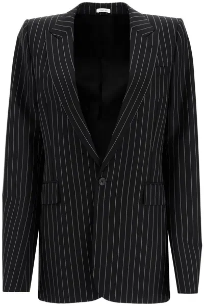 Alexander Mcqueen "striped Jacket With Voluminous In Black