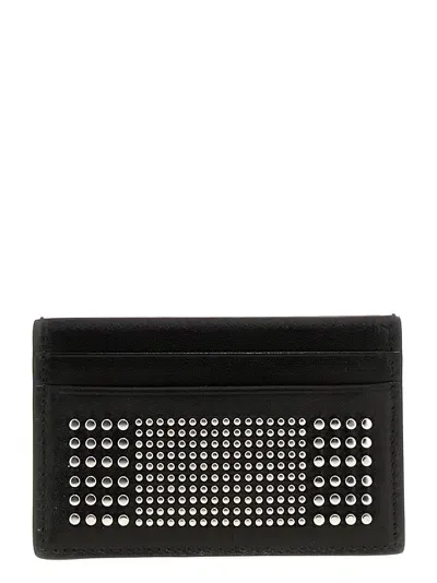 Alexander Mcqueen Calfskin Studded Card Holder In Black