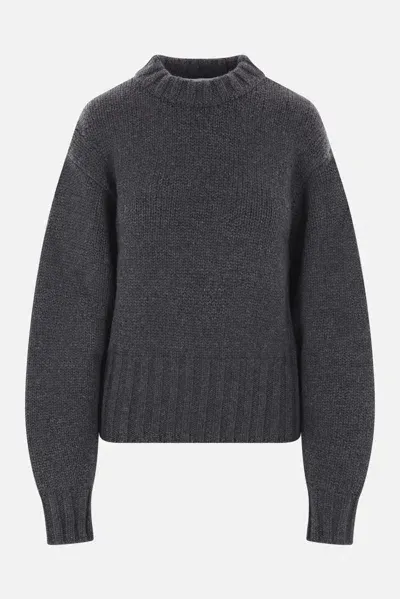 Alexander Mcqueen Wool Blend Knit Sweater In Heather Grey