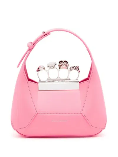 Alexander Mcqueen Jewelled Hobo Mini Bag In Pink