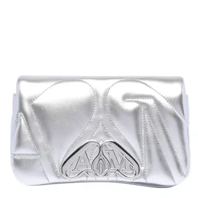 Alexander Mcqueen The Mini Seal Hand Bag In Light Silver