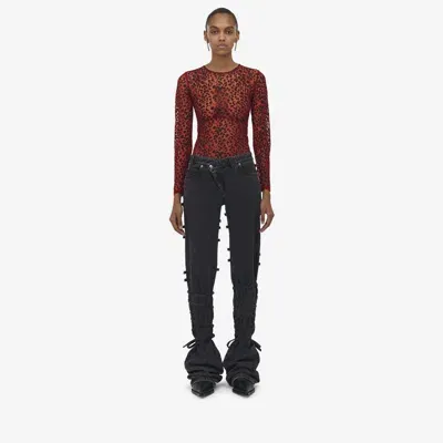 Alexander Mcqueen Tied Jeans In Black