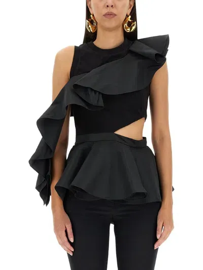 Alexander Mcqueen Top Hybrid In Black