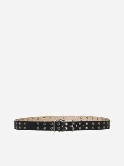 Alexander Mcqueen Thin Twin Skill Belt In Black