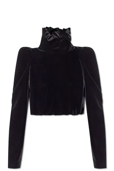 Alexander Mcqueen Velvet Cropped Top In Black