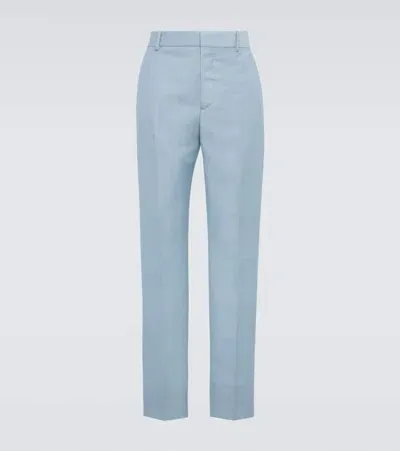 Alexander Mcqueen Virgin Wool Suit Pants In Blue