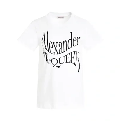 Alexander Mcqueen Warped Print T-shirt In White