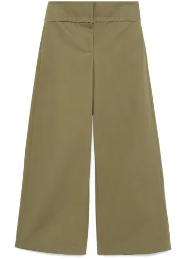 Alexander Mcqueen Wide Leg Trousers In 3003 - Military Green