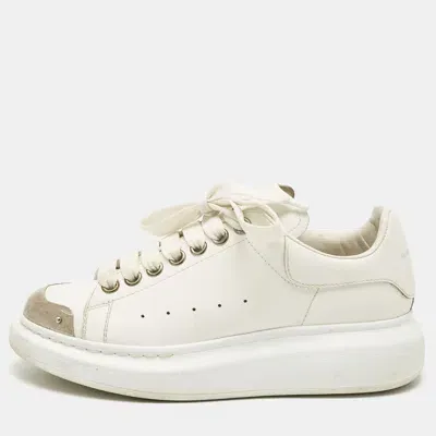 Pre-owned Alexander Mcqueen White Leather Oversized Lace Up Sneakers Size 37